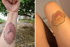 14 ember, aki a balesetből származó hegeit remekművé alakította át és elkápráztatott bennünket