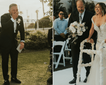 A kerekesszékkel közlekedő menyasszony meglepi a vőlegényt azzal, hogy végigsétál az oltárhoz az esküvőjükön