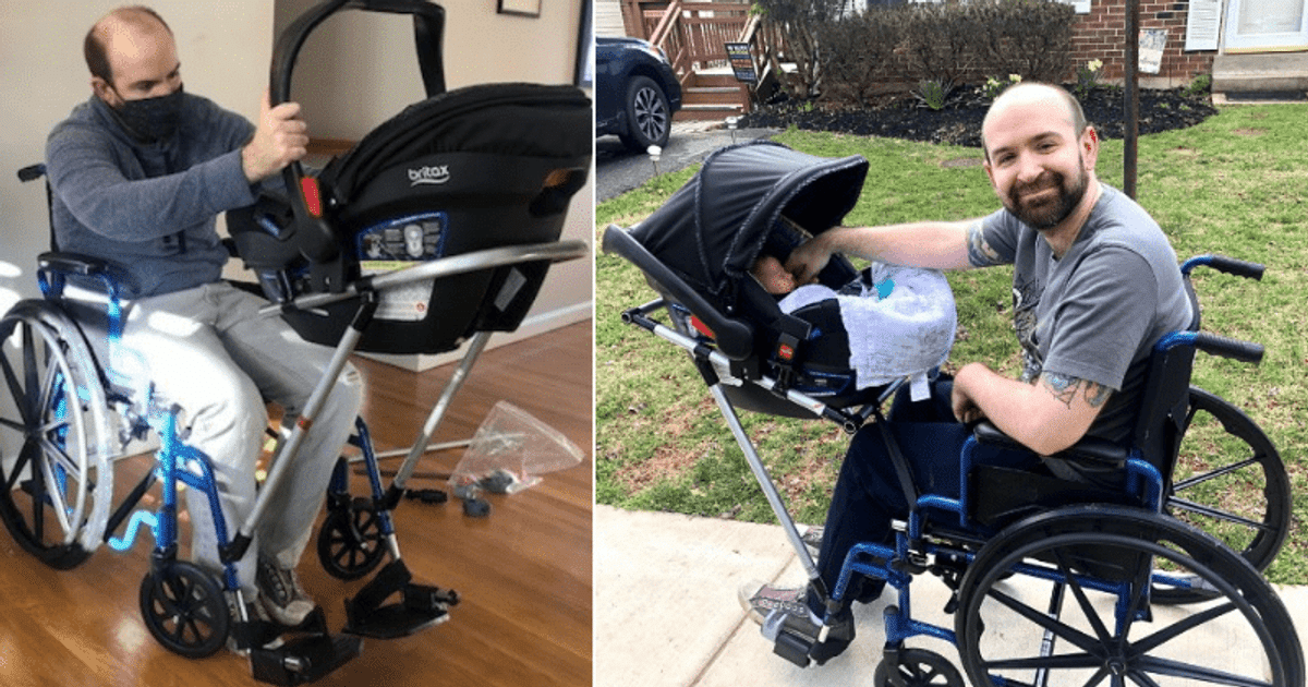 A mozgássérült apa nem tudta elvinni a fiát sétálni, ezért a középiskolások építettek neki egy kerekesszékre szerelhető babakocsit