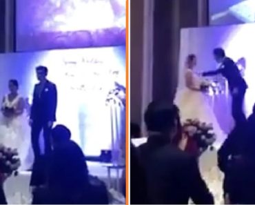 A vőlegény leleplezi a csaló menyasszonyt az esküvő alatt azzal, hogy videón mutatja meg a bizonyítékot az összes vendégnek
