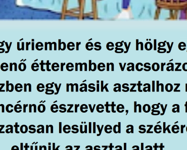 Vicces történet: Egy férfi és egy nő egy étteremben vacsorázik. Vicces történet: Egy férfi és egy nő egy étteremben vacsorázik.